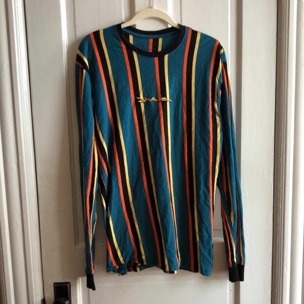 VOX POPULI for the people "Savage" Stripe Long Sleeve Crew Neck Tee Size Large